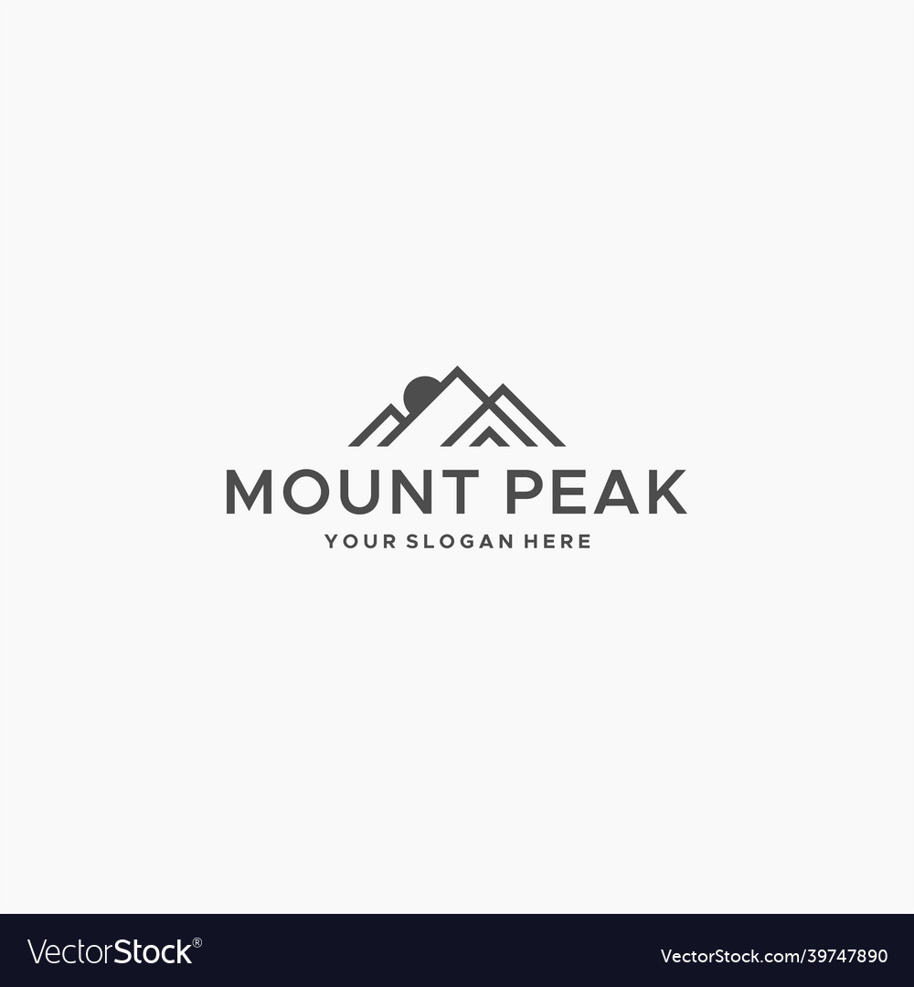Flat mount peak mountains sunrise logo design Vector Image