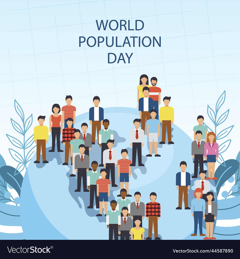 Hand drawn world population day post set Vector Image