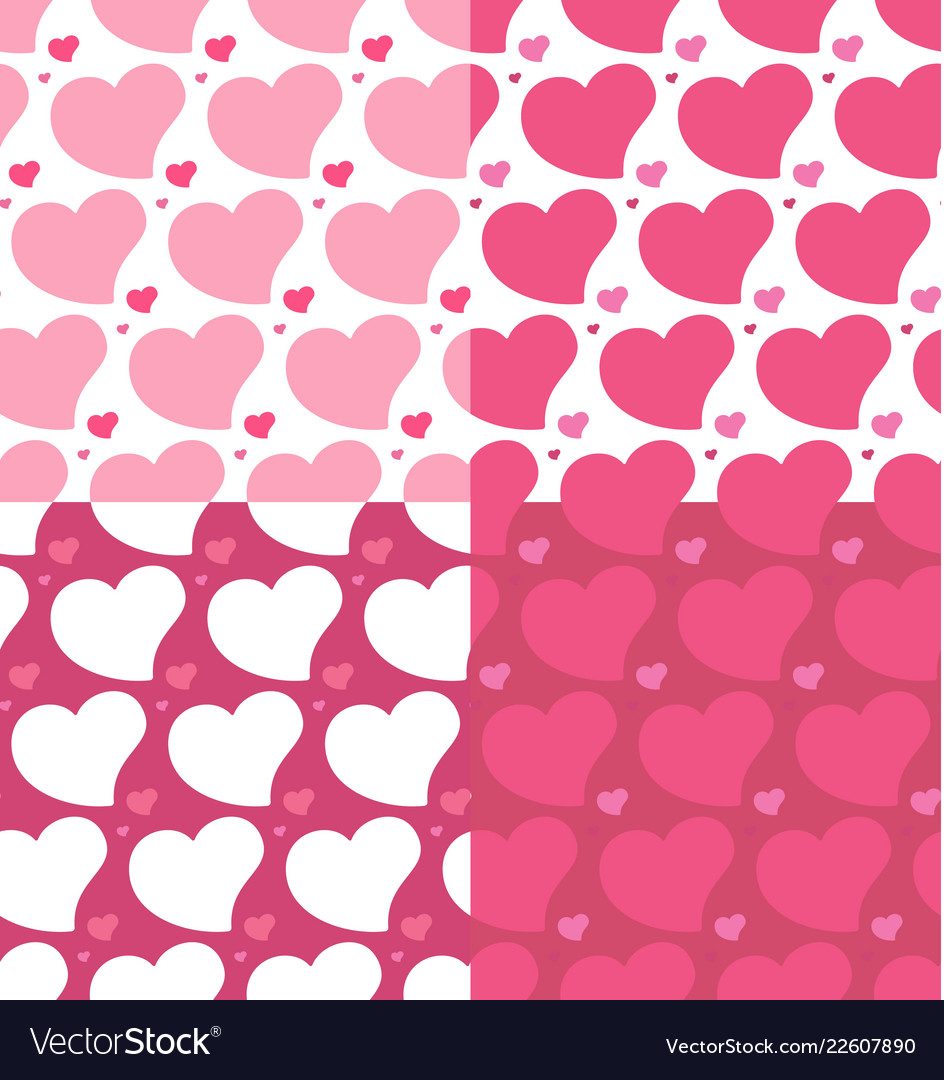 Hearts seamless patterns set vector image Hearts seamless patterns set
