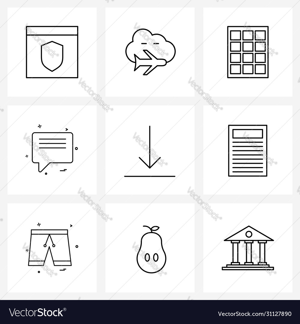 Modern style set 9 line pictograph grid based