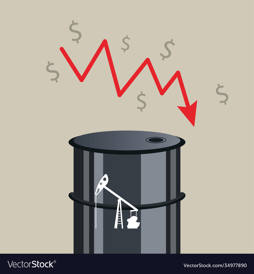 Oil price graphic with barrel in statistics arrow