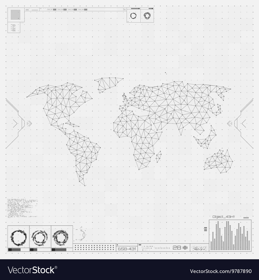 Polygonal world map global communication
