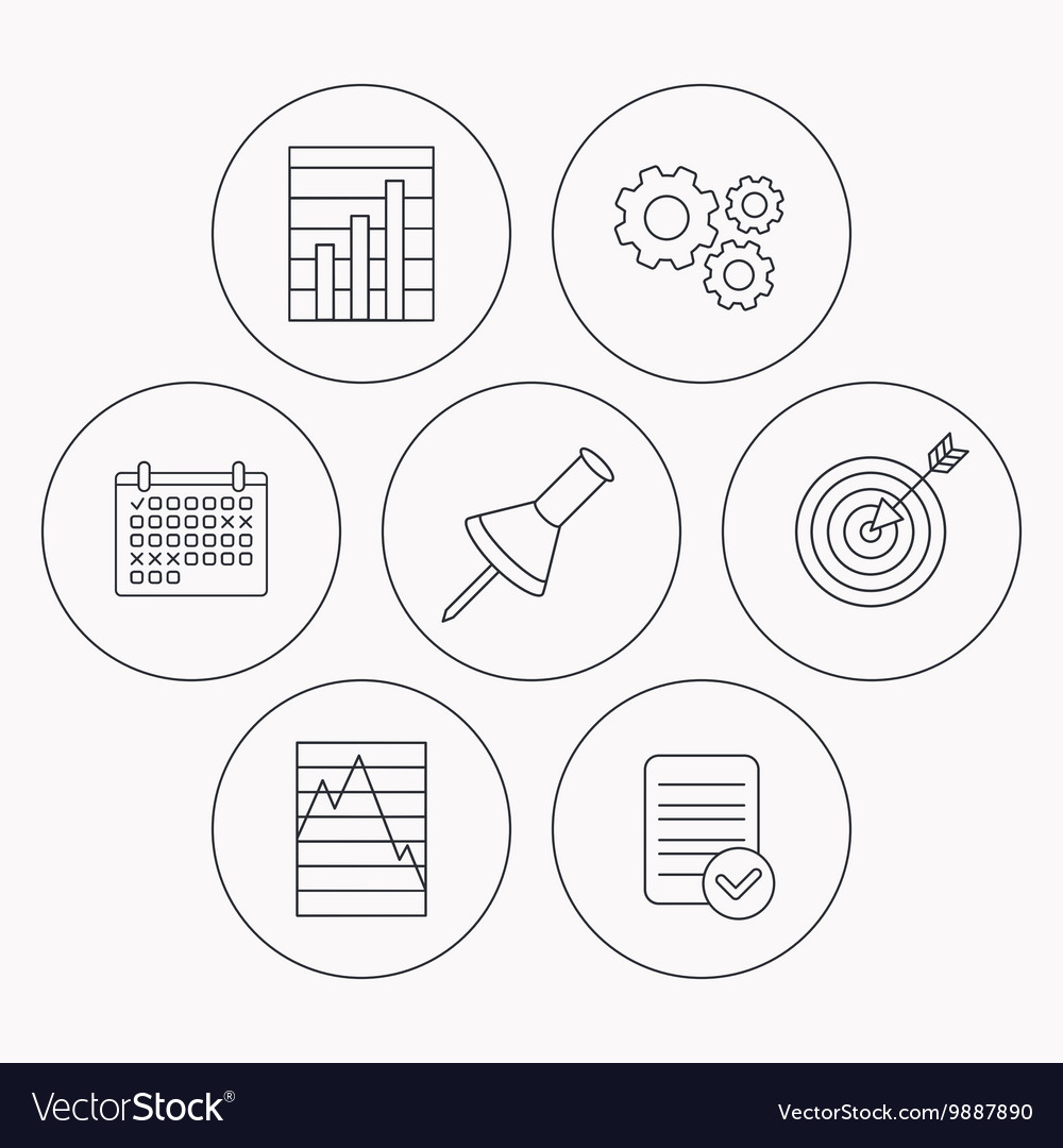 Pushpin graph charts and target icons