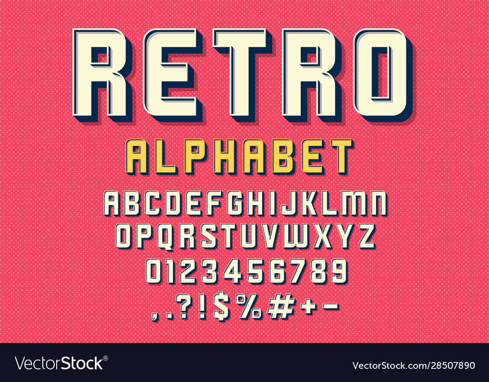 Retro font Royalty Free Vector Image - VectorStock