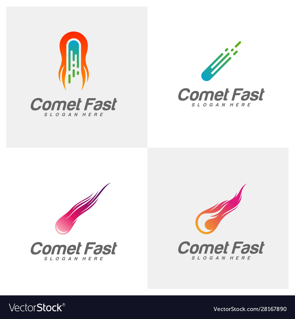 Set comet logo design template Royalty Free Vector Image