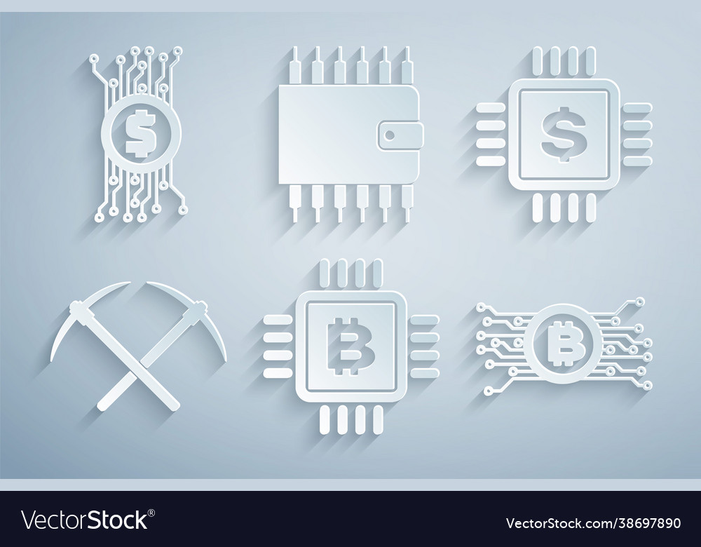 Set cpu mining farm processor chip with dollar Vector Image Set cpu mining farm processor chip with dollar
