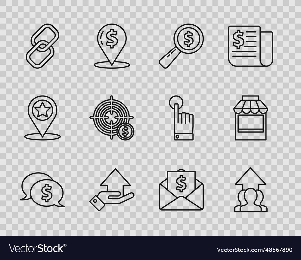 Set line speech bubble with dollar magnifying vector image Set line speech bubble with dollar magnifying
