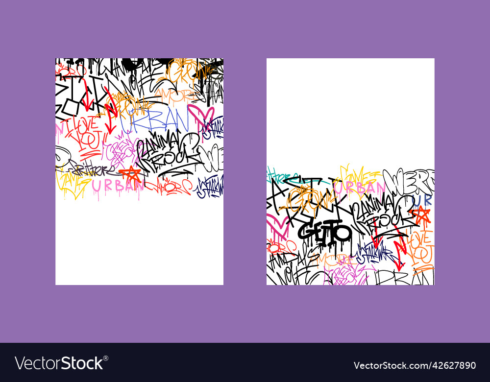 Set of posters graffiti tag street art style vector image Set of posters graffiti tag street art style