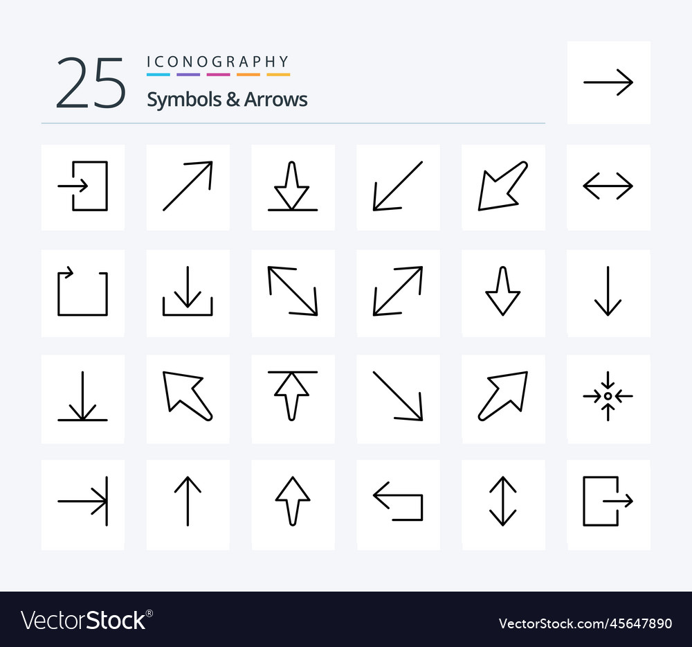 Symbols arrows 25 line icon pack including loop