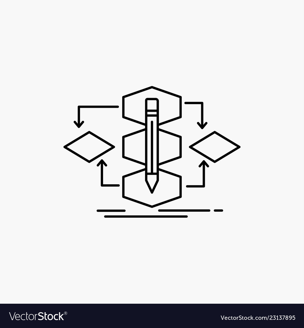 Algorithm design method model process line icon vector image Algorithm design method model process line icon