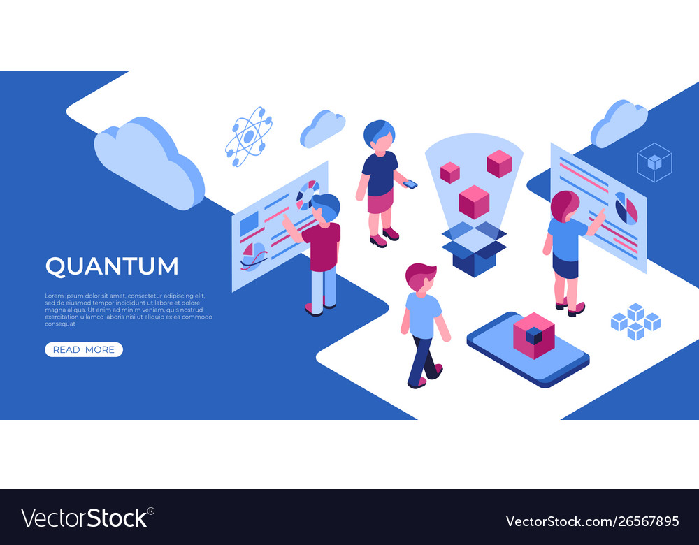 Artificial quantum computing technology vector image Artificial quantum computing technology