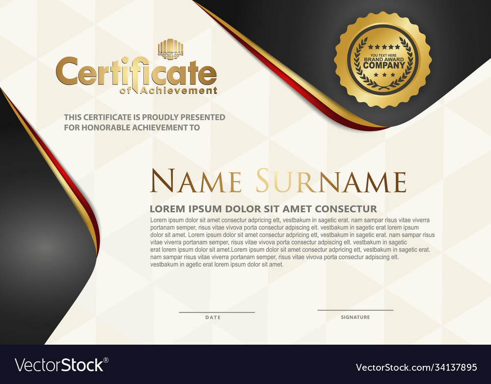 Certificate Template With Luxury And Elegant Vector Image