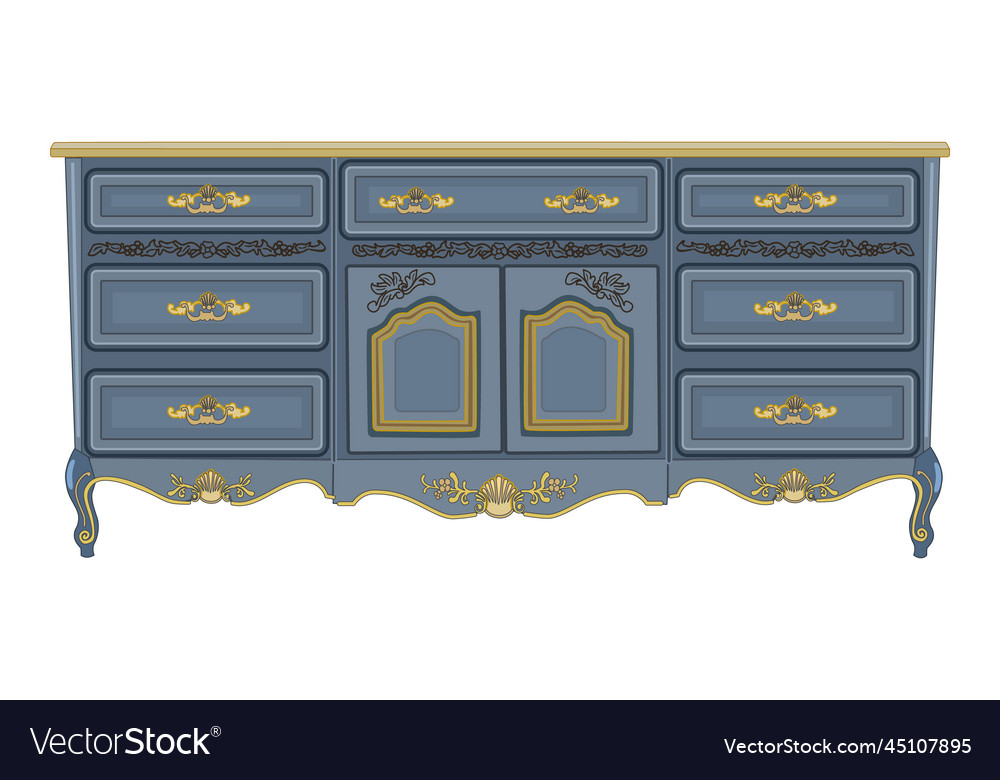 Chest of drawers isolated on white background Vector Image