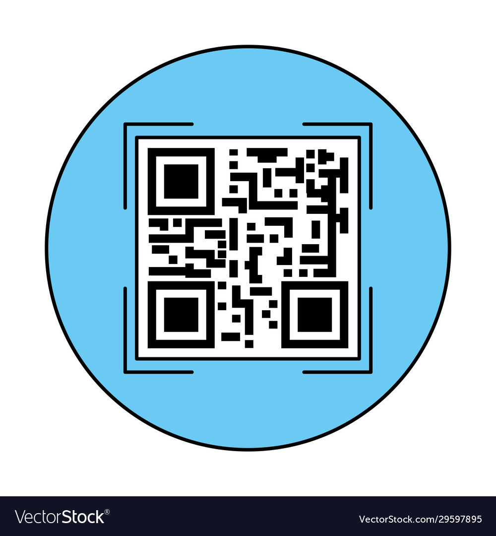 Classic qr code in frame circular Royalty Free Vector Image