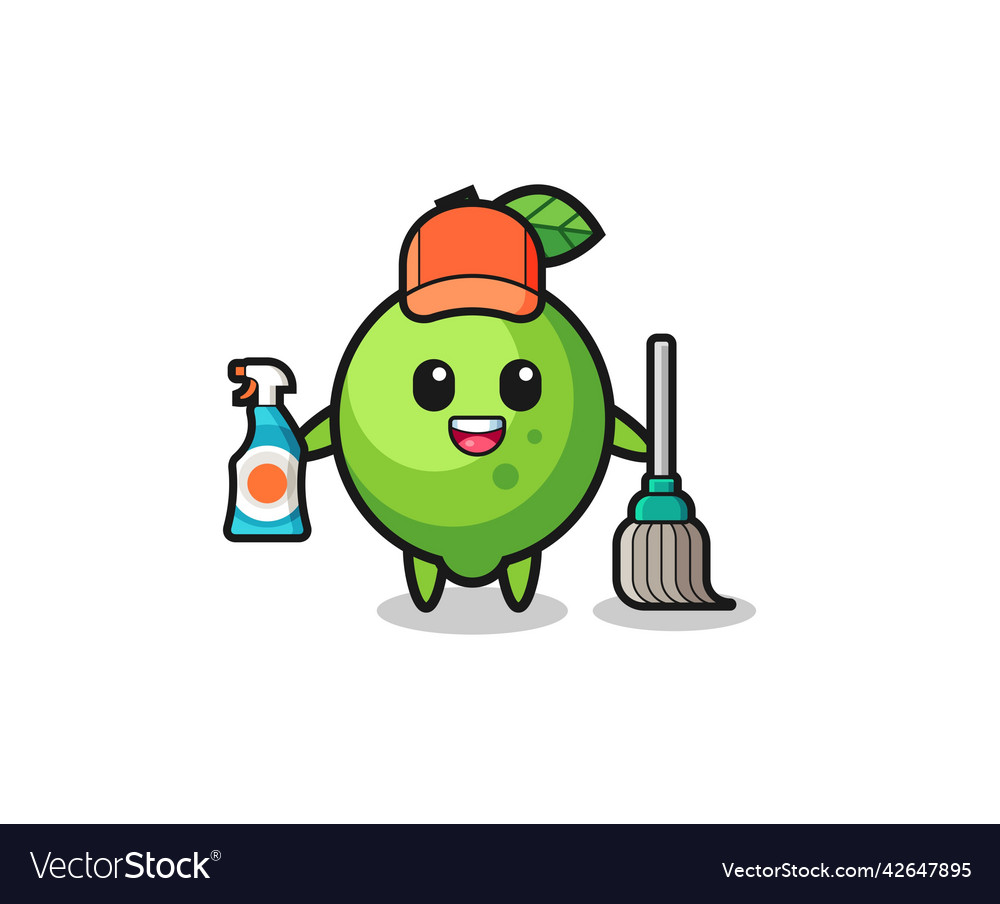 Cute lime character as cleaning services mascot