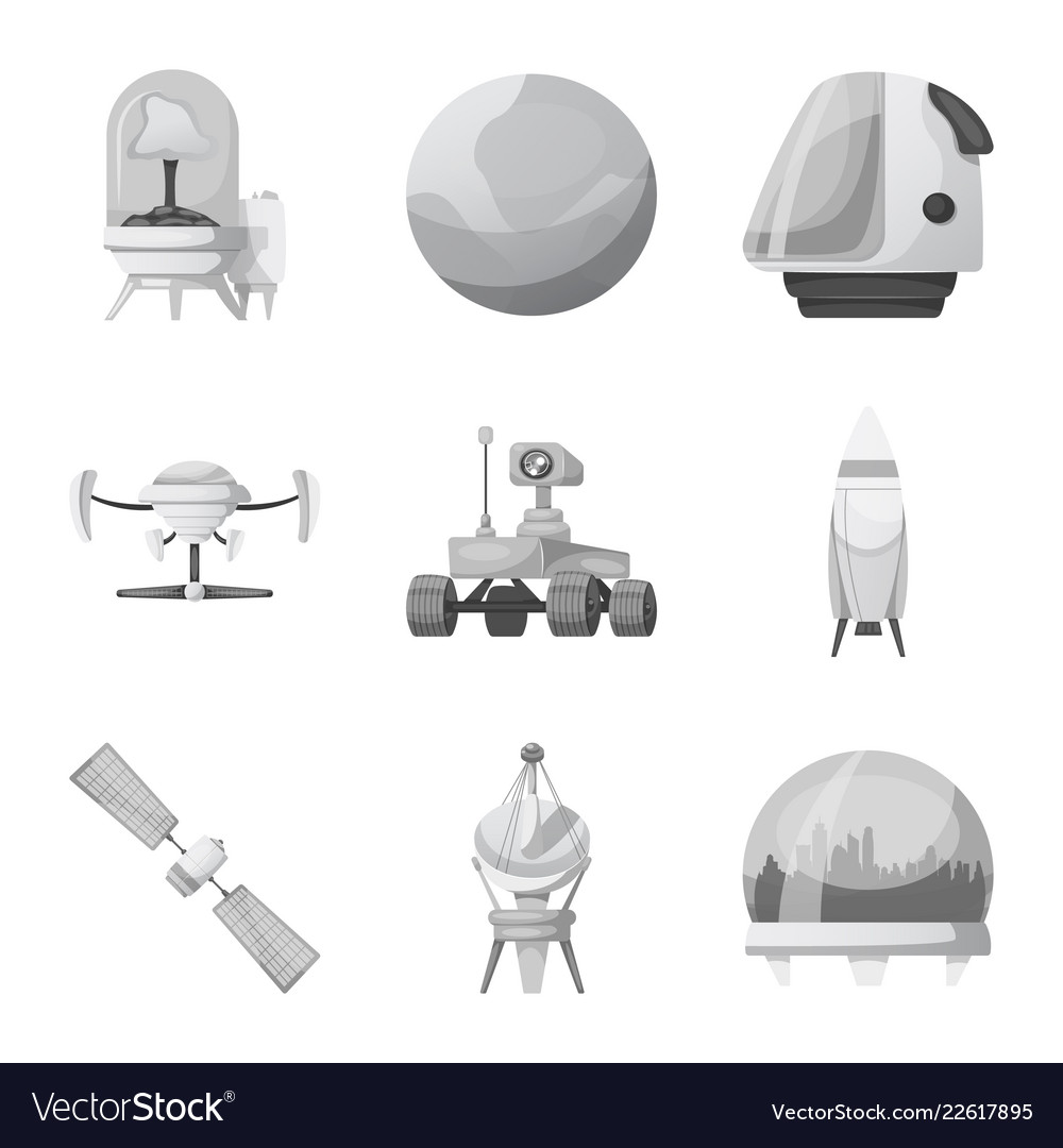 Design of mars and space sign set vector image Design of mars and space sign set