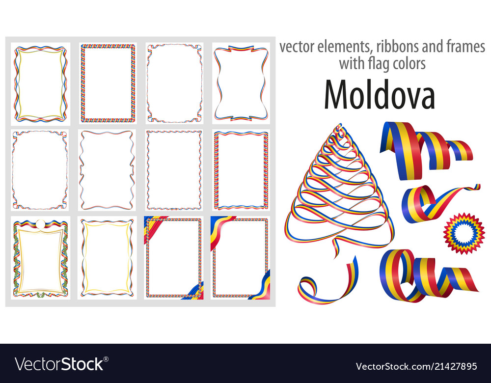 Elements ribbons and frames with flag colors