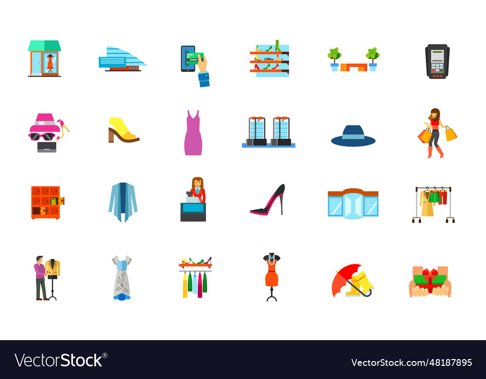 Fashion store icon set Royalty Free Vector Image