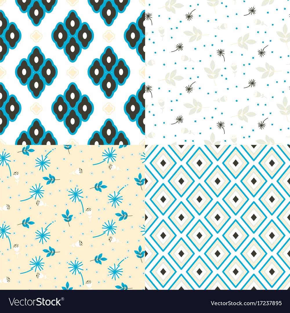 Floral and geometry seamless pattern set Vector Image
