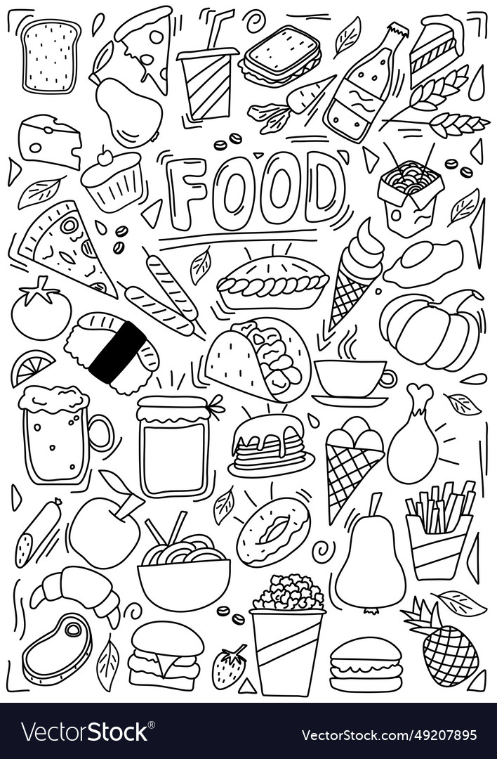 Food doodle Royalty Free Vector Image - VectorStock