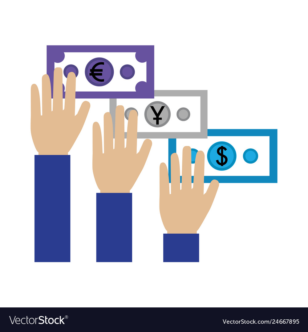 Hands Holding Banknote Dollar Euro Yen Currency - 