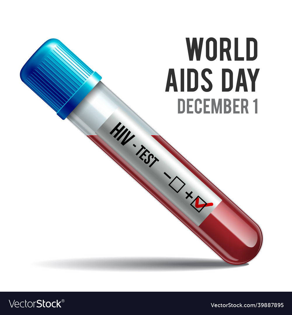 Hiv test tube with blood symbol of world aids day Vector Image