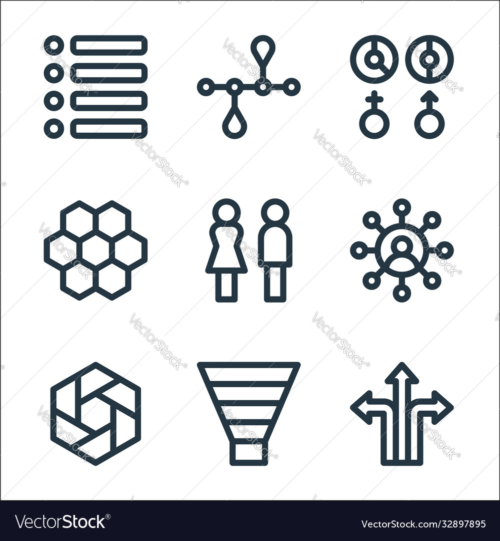 Infographic elements line icons linear set vector image Infographic elements line icons linear set