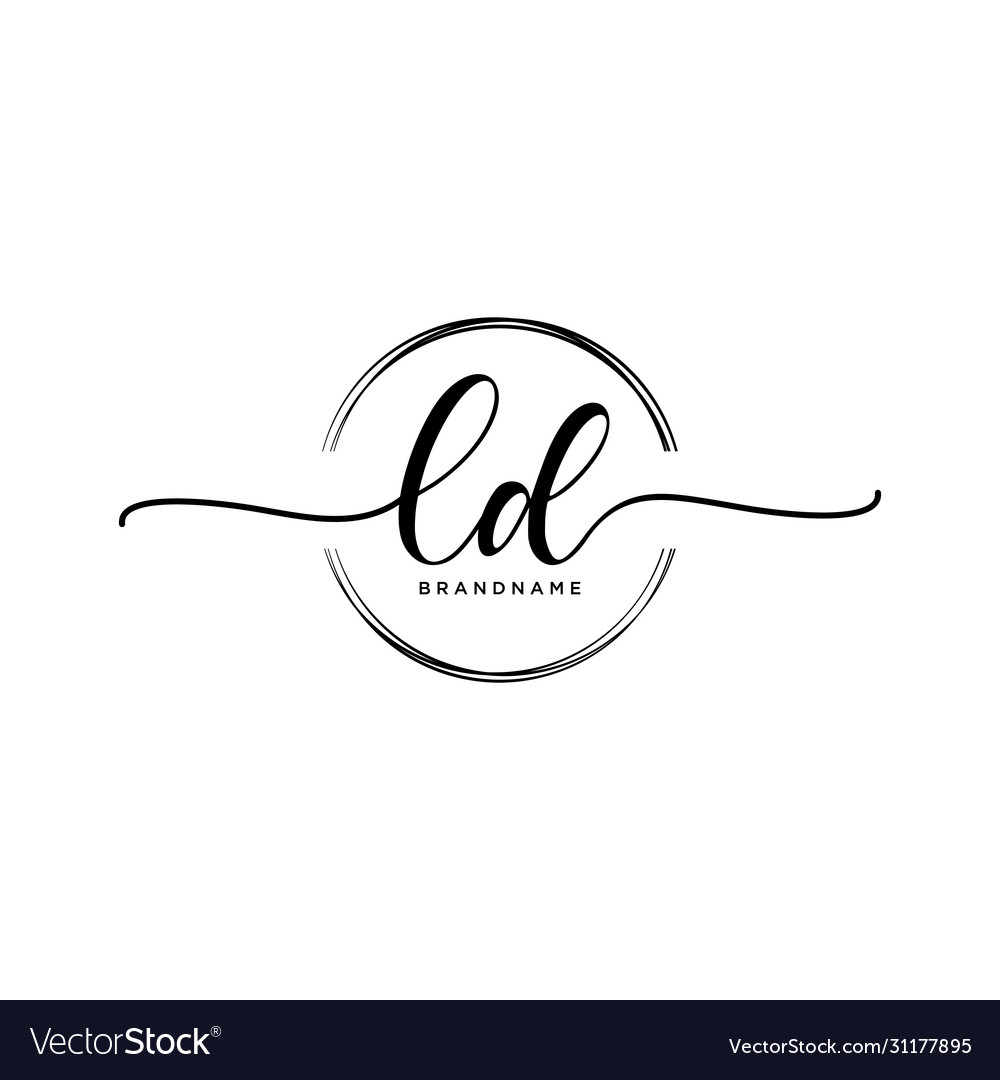 Ld initial handwriting logo with circle template Vector Image