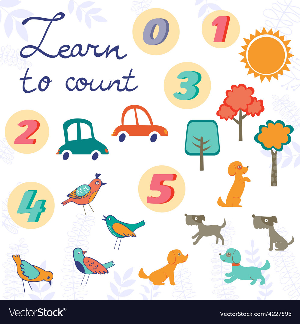 Learn to count concept set of cute graphic