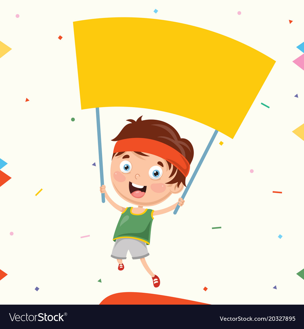 Of kid holding placard Royalty Free Vector Image