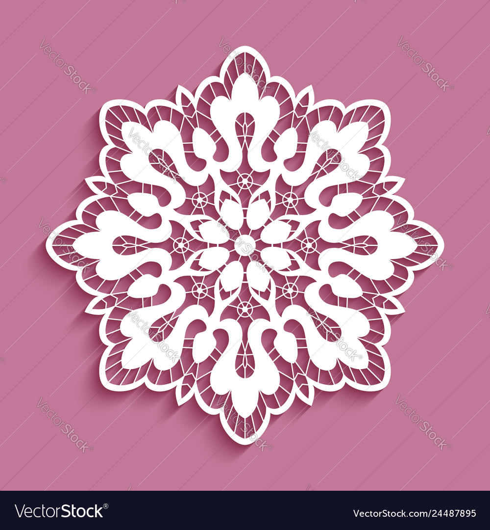 Round lace doily cutout paper pattern Royalty Free Vector