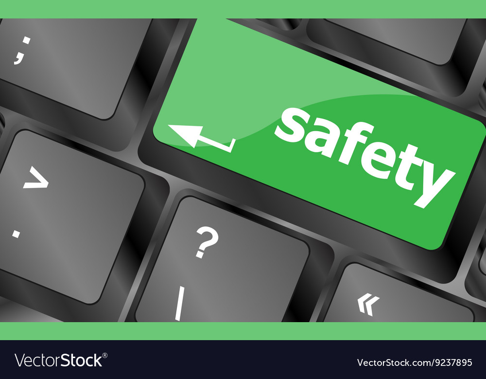 Safety first concept with key on computer keyboard