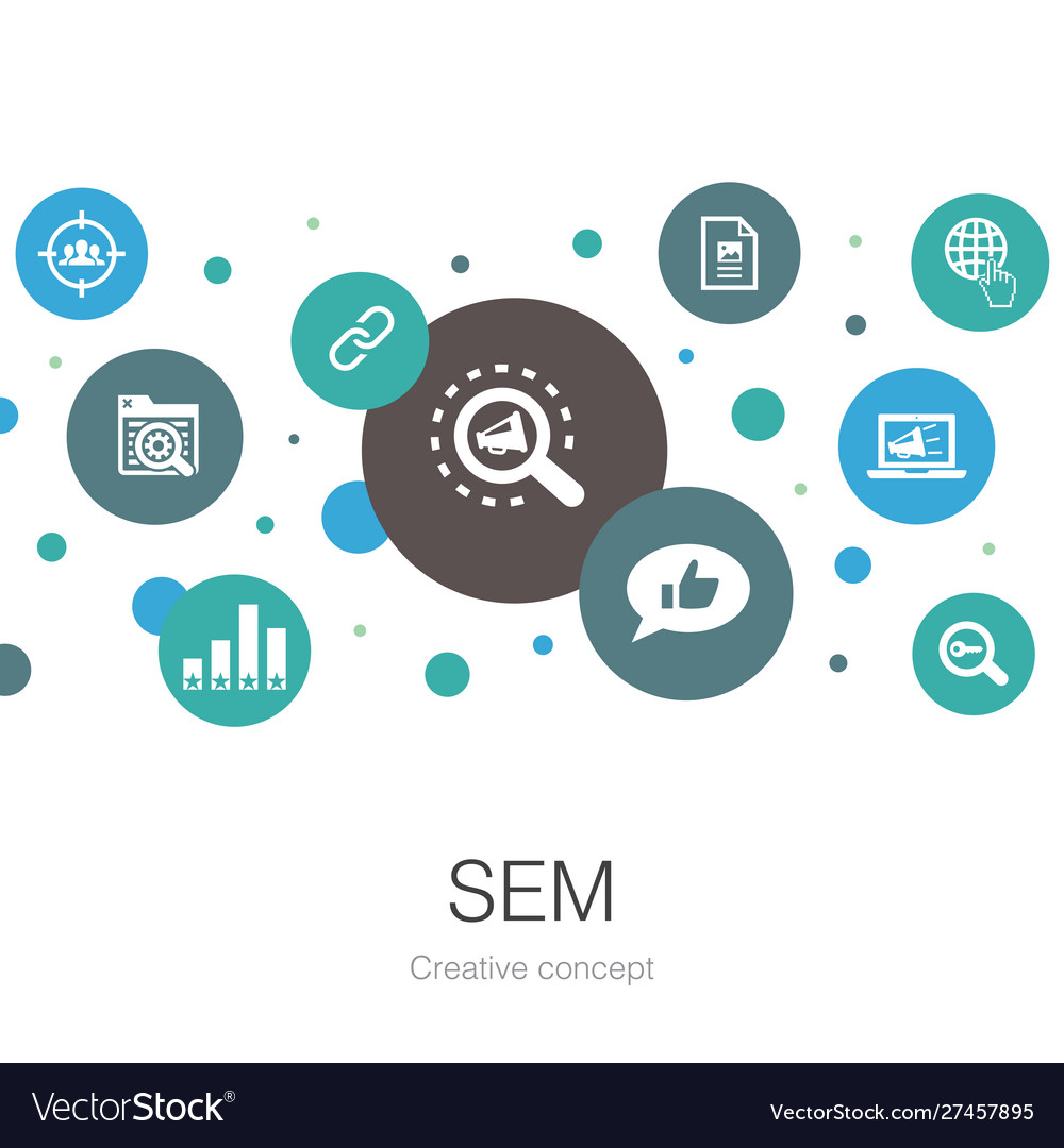 Sem trendy circle template with simple icons