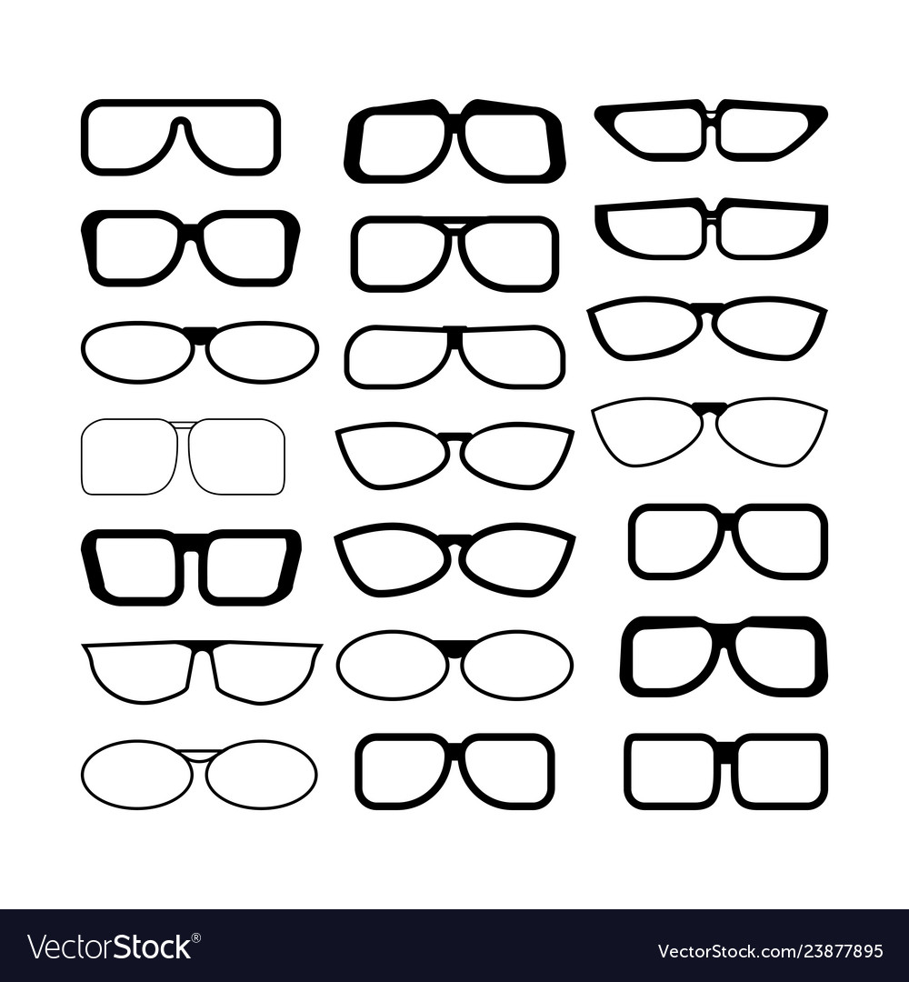 Set glasses black and white Royalty Free Vector Image