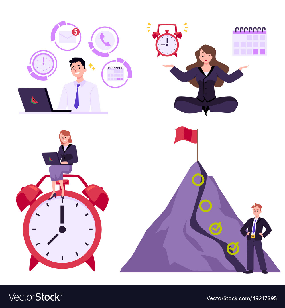 Set of productivity and time management concepts