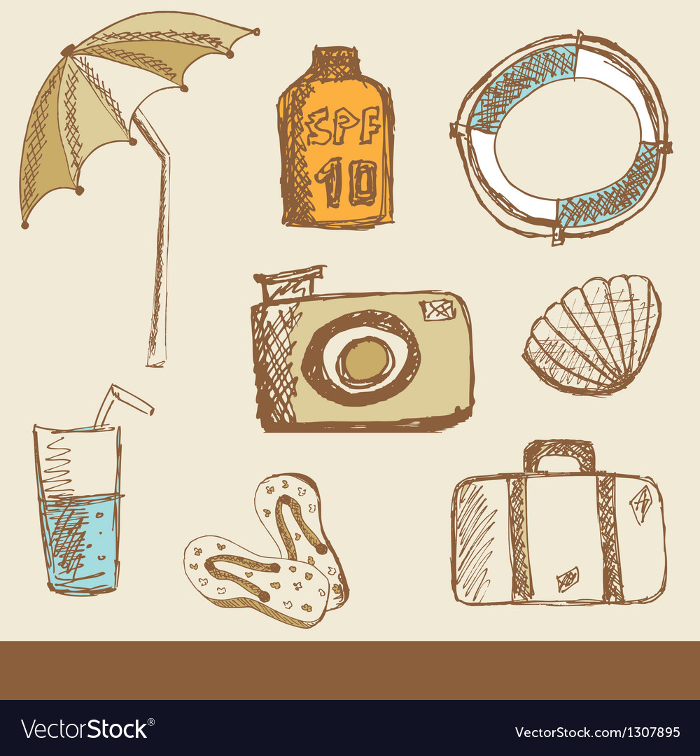 Sommerurlaub doodle Sammlung