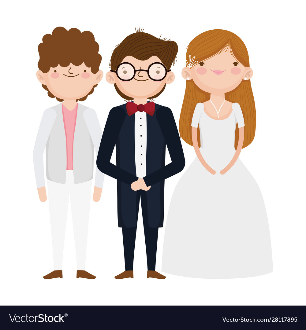 Wedding Bride And Grooms Cartoon Characters Vector Image 8568