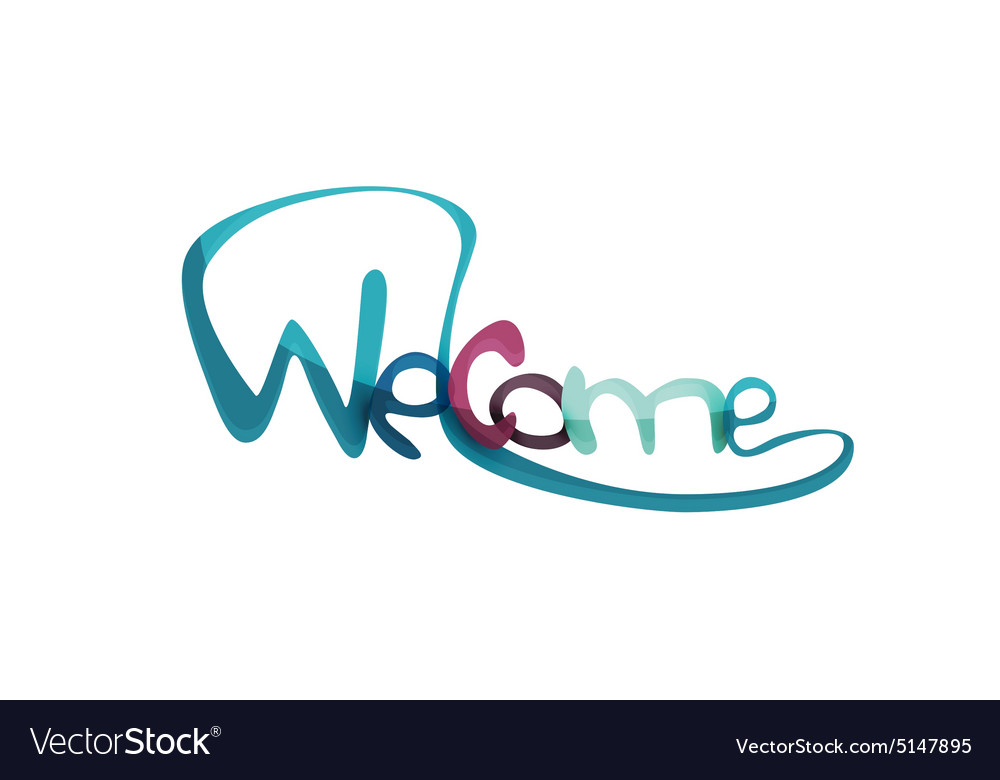 Welcome word drawn lettering typographic element Vector Image