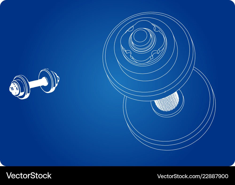 3d model of dumbbells on a blue Royalty Free Vector Image