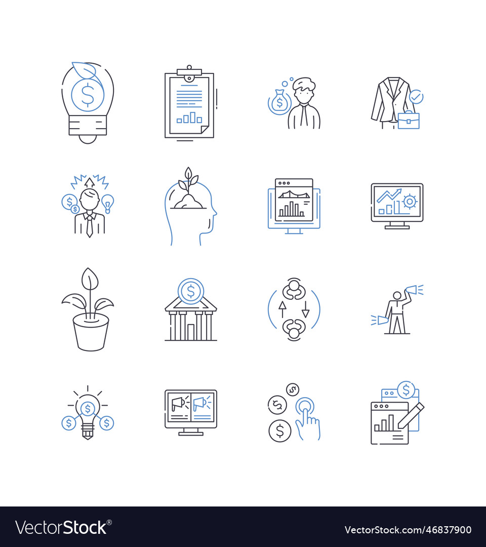 Bank reconciliation line icons collection Vector Image