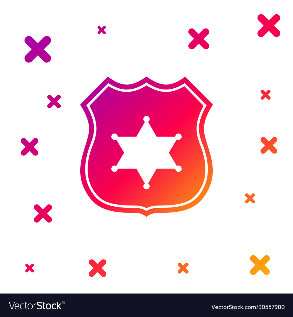 Color police badge icon isolated on white