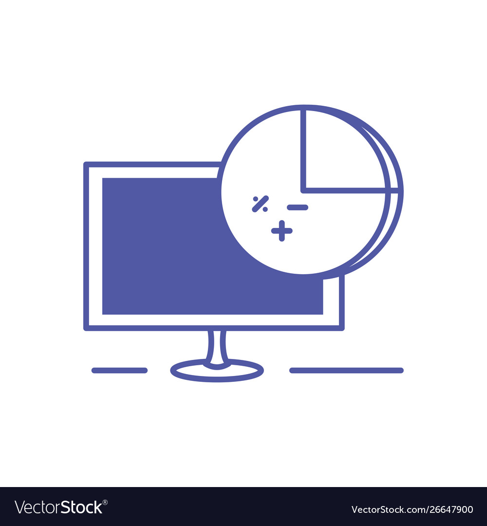 Computermonitor mit statistischen Grafiken Vector Image Computermonitor mit statistischen Grafiken