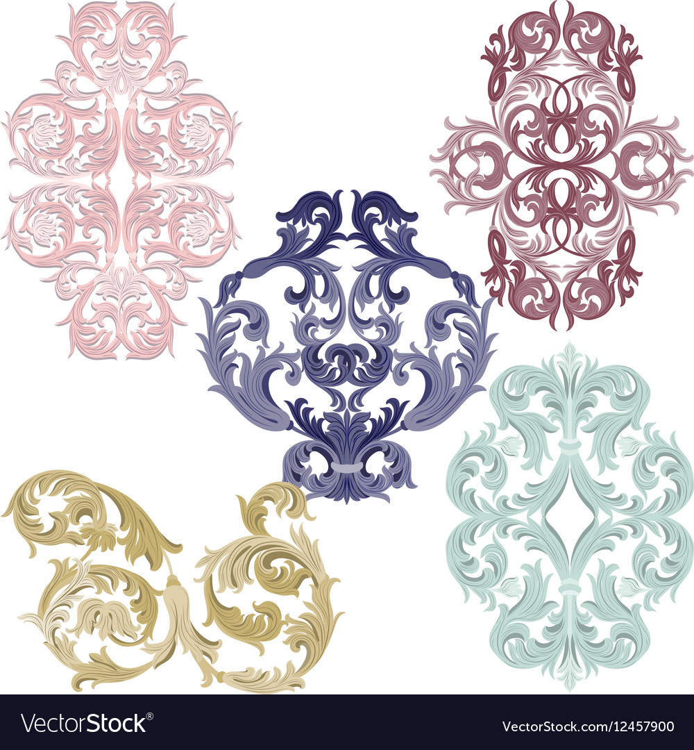 Damask pattern elements set