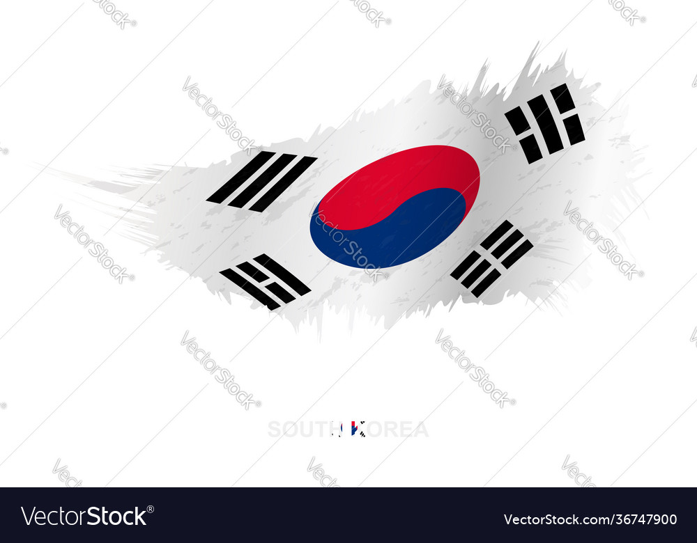 Flag south korea in grunge style with waving