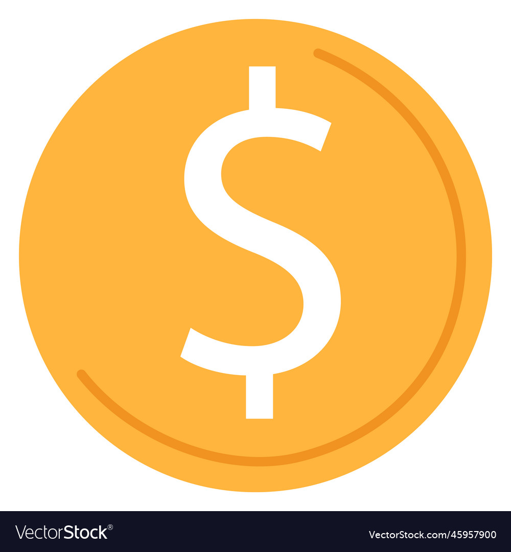 Golden coin icon dollar symbol money sign Vector Image