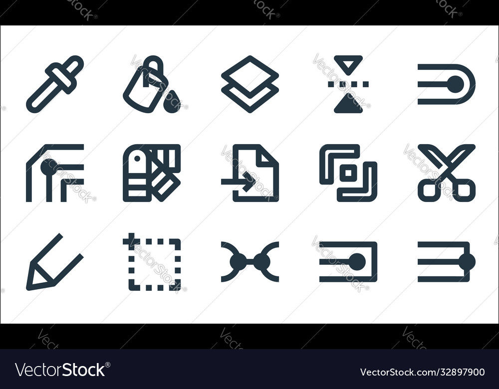 Graphic design line icons linear set quality vector image Graphic design line icons linear set quality