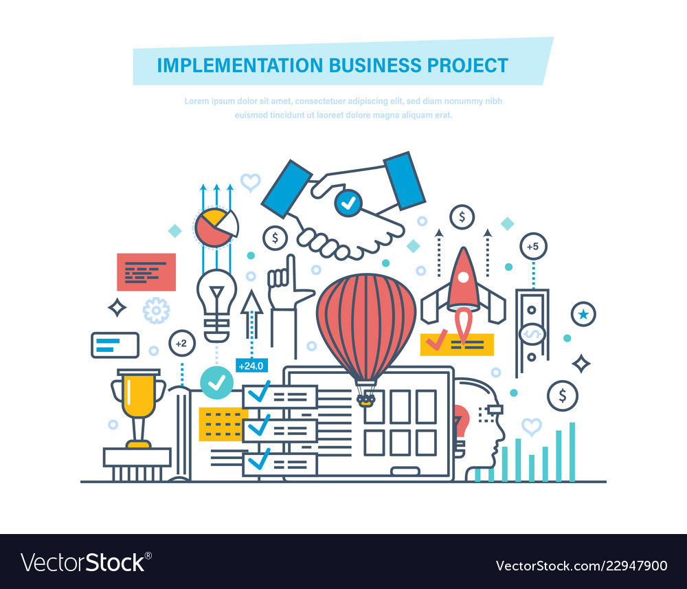 Implementation business project modeling vector image Implementation business project modeling