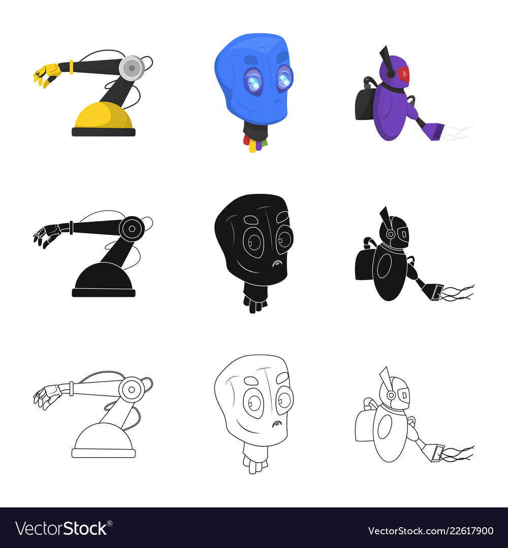 Isoliertes Objekt von Roboter und Fabrik-Ikone vector image Isoliertes Objekt von Roboter und Fabrik-Ikone