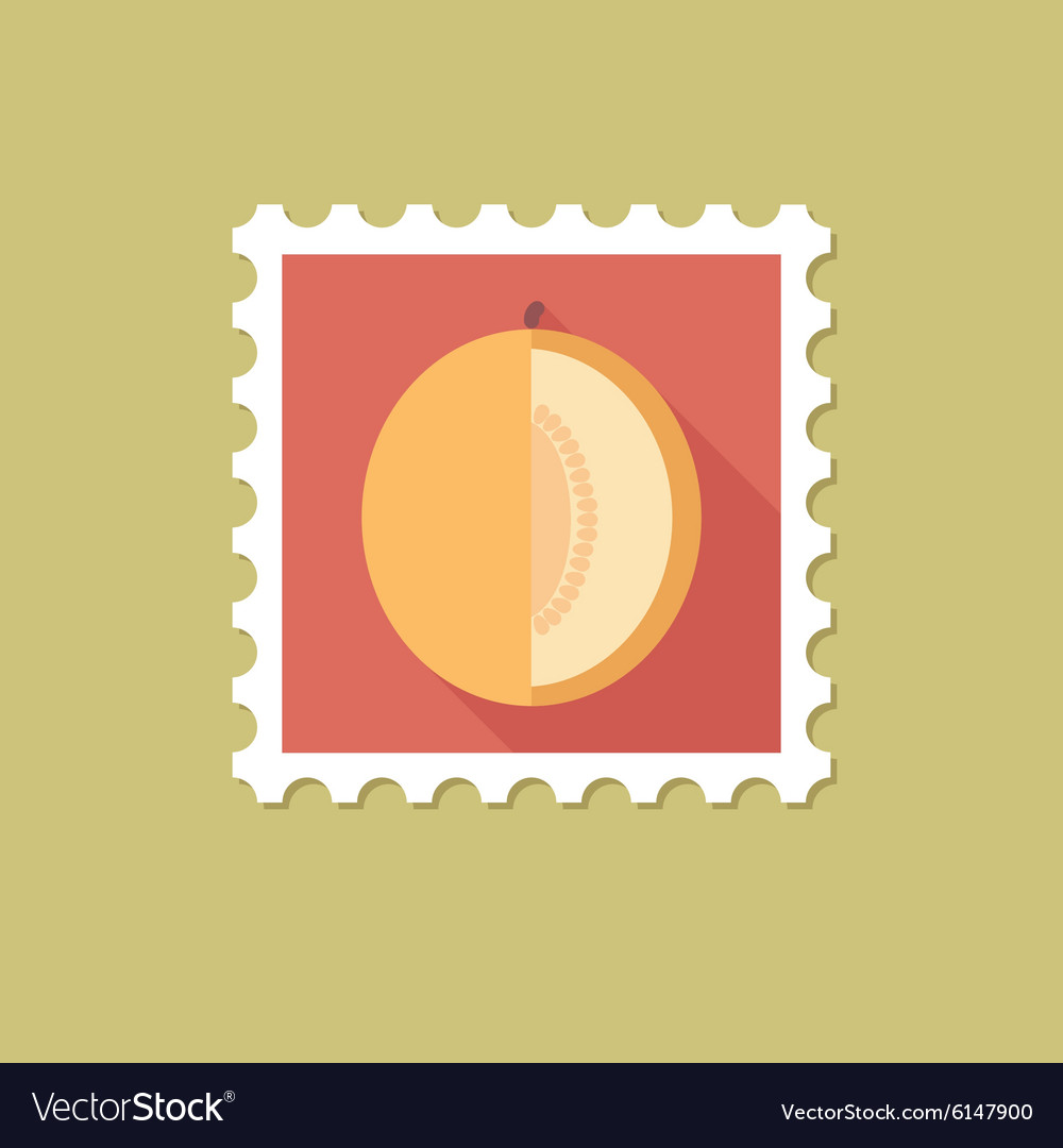 Melon flat stamp with long shadow