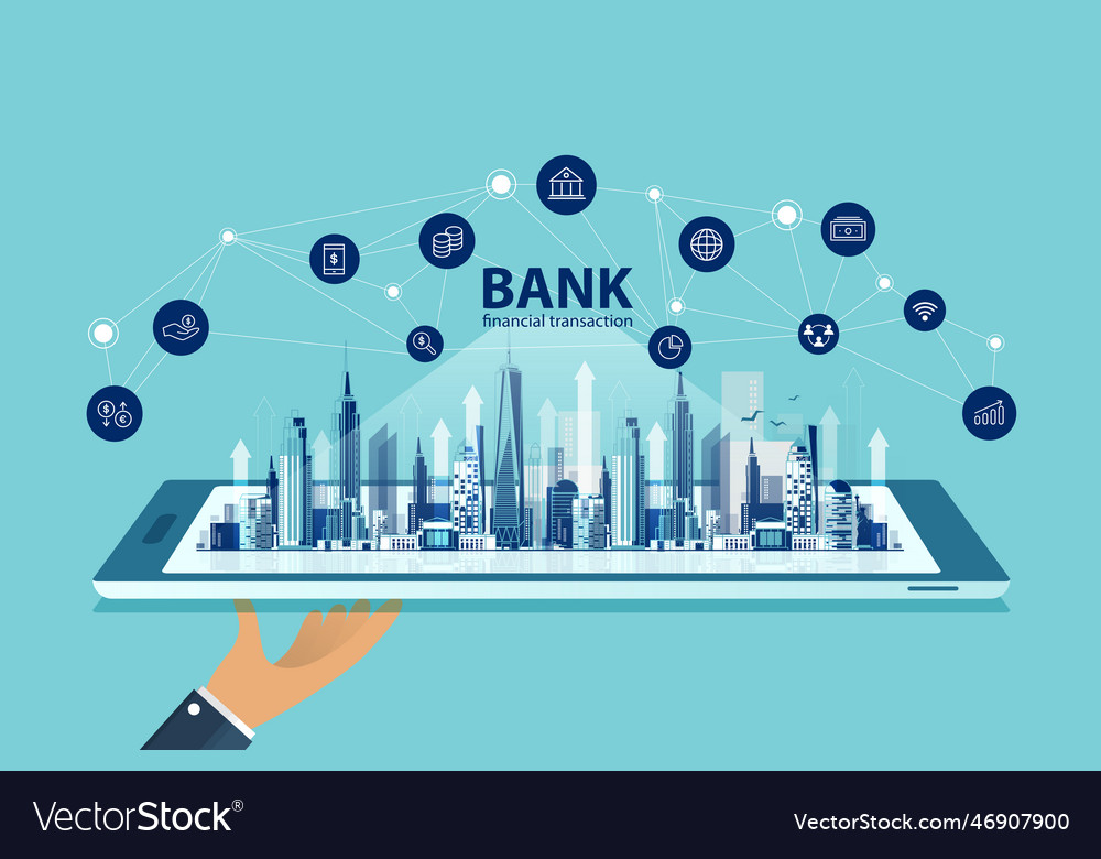 Money transaction technology by mobile phone vector image Money transaction technology by mobile phone